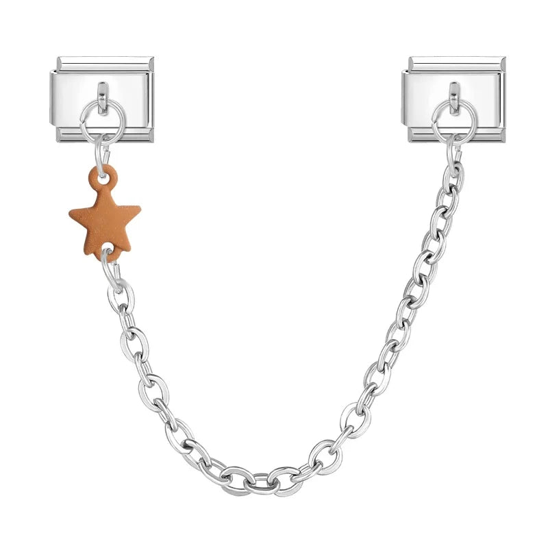 Wholesale Fashion Colour Stars Tassel Chain Module Italian Charm Bracelet Fit 9mm Hand Chain Stainless Steel DIY Jewelry Making Qme Style 7