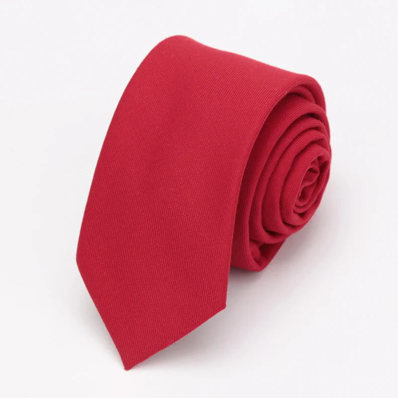 Men's Tie Cotton Black Solid Necktie Narrow Collar Slim Ties Wedding Business Casaual Party Suit Shirt Gift For Men Accessory Qme Red