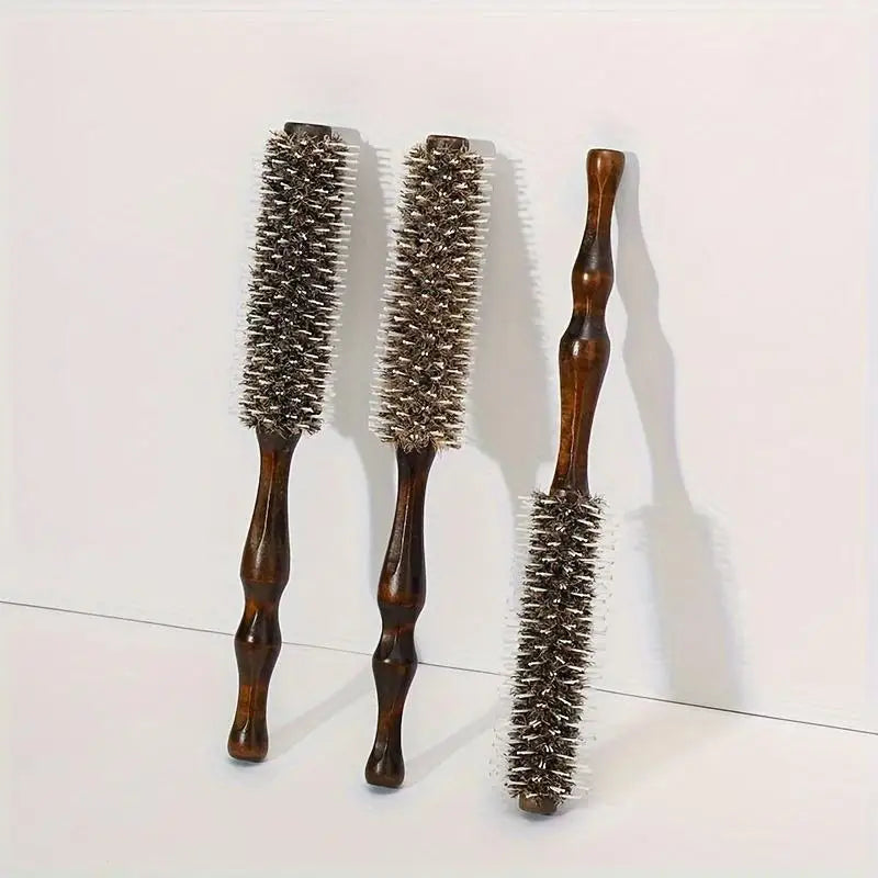 Wooden Handle Hair Curling Comb Ergonomic Design Durable Bristles Qme