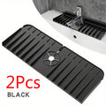 Silicone Faucet Pad Dishwashing Soap Sponge Holder Sink Kitchen Countertop Drying Pad Bathroom Kitchen Splash Proof Draina Qme Black-2PCS