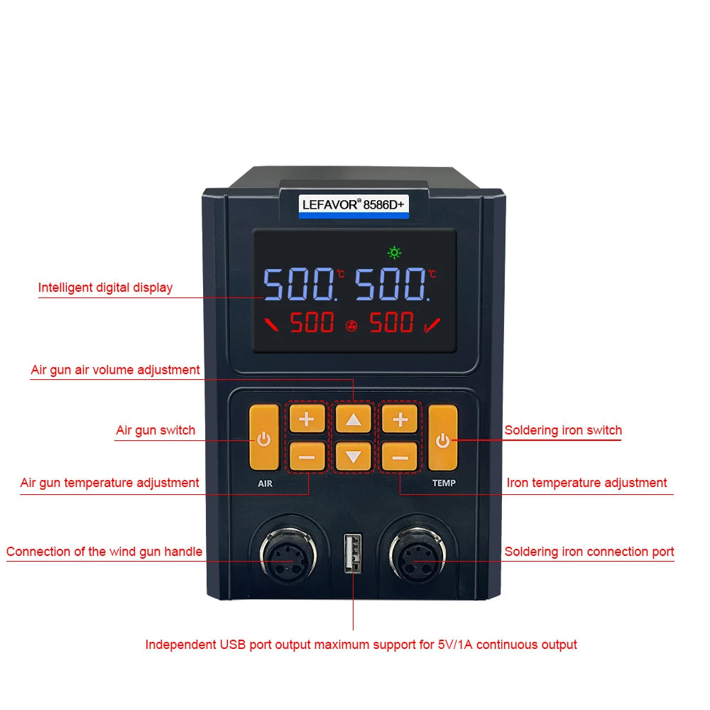LF 8586D Soldering Station 1 600W Air Gun LCD Digital Display 60W Qme