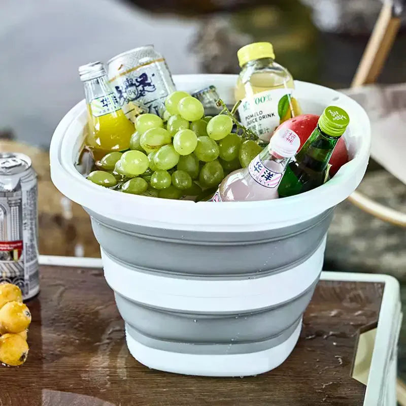Foldable Water Bucket Essential Fishing Camping Travel Collapsible Qme