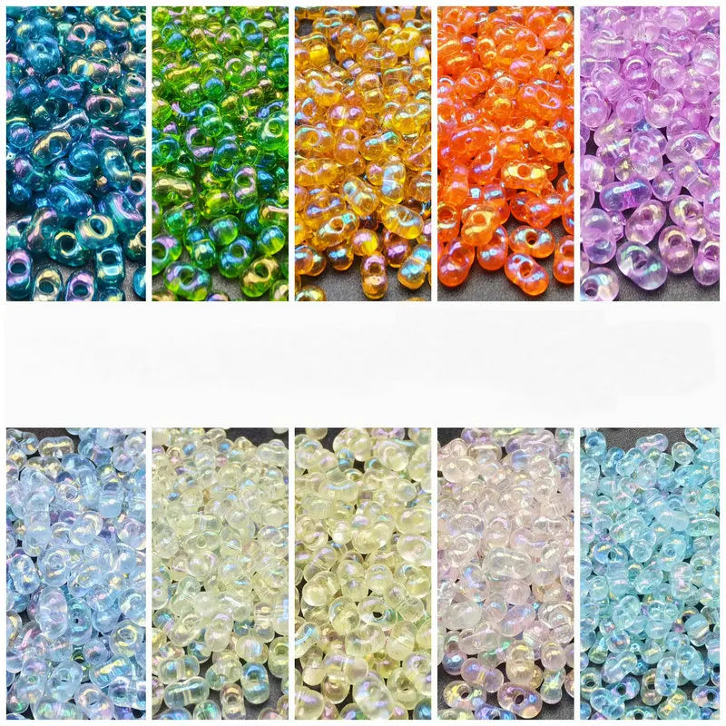10g Glass Peanut Beads 3*6mm Transparent Small Glass Seed Bead Kit for Jewelry Making DIY Bracelets Necklaces Crafts Bulk Qme