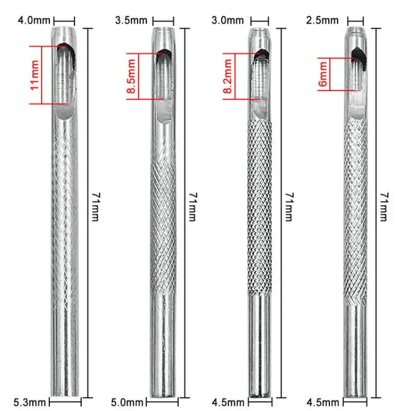Belt Hole Puncher Kit - 2.5/3/3.5/4mm Round Hole Galvanized Leather Punch Tool for Watch Band Belt Qme 4pcs