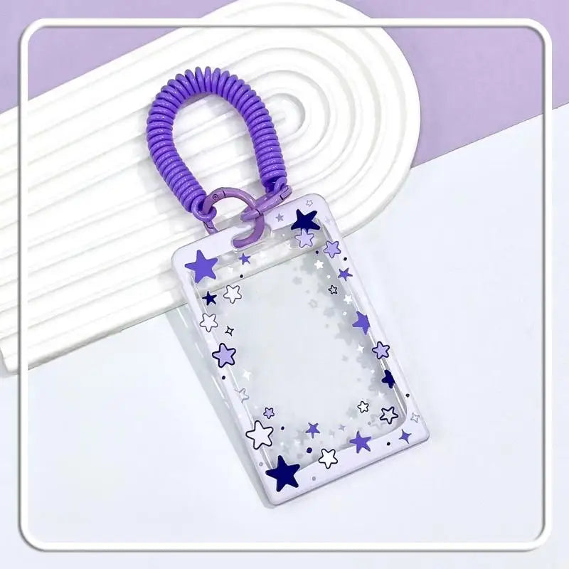 Star Sliding Cover Card Holder Transparent Portable ID Protector Kpop