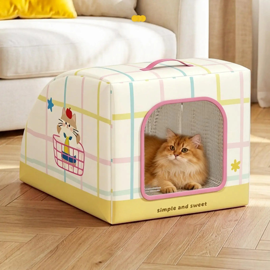 Insulated Cat House Insulated Portable Bed With Handle Indoor Cat House For Stray Pets Bedroom Living Room Balconies Courtyards Qme
