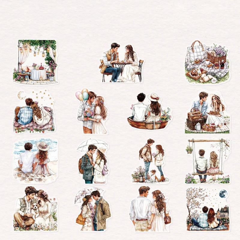 Wedding Stickers 30 Sheets Romantic Couple Scrapbook DIY Journal Phone Case Decoration Gift for Bride and Groom Qme 5