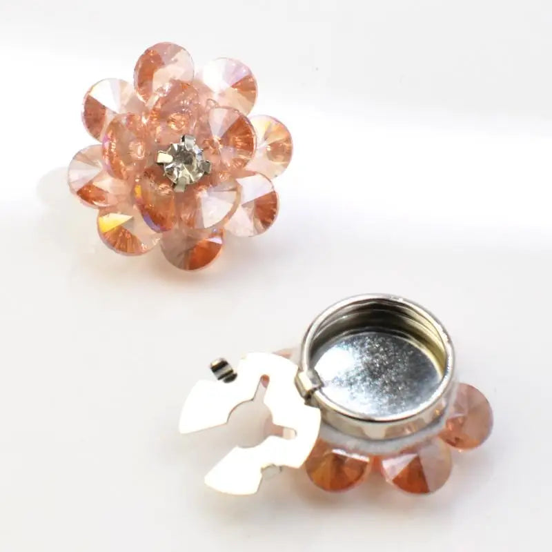 2PCS Rhinestone Flower Cufflinks For Women Suit Shirt Buttons Covers Fashion Jewelry Accessories Decoration Gifts Qme style 5