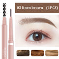 1.5mm Ultra Fine Double-Ended Eyebrow Pencil Automatic Rotating Natural Waterproof Long Lasting Professional Eyebrow Pen Makeup Qme 03 Linen Brown