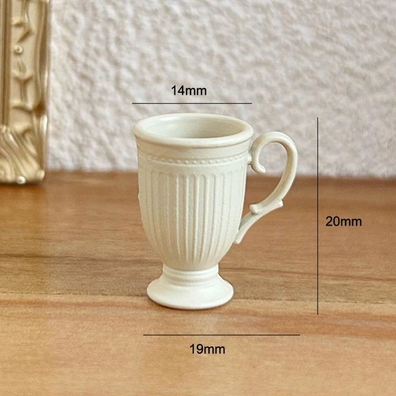 Dollhouse French Retro Mini Foot Relief Mark Coffee Cup Handle Qme A6