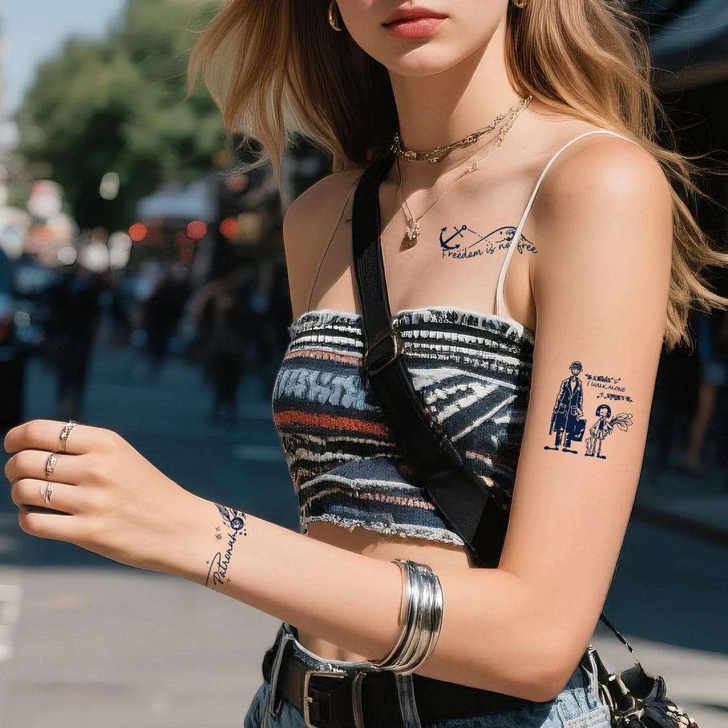 A 6pcs Disposable Small Tattoo Stickers for Women Men Flowers Moon Heart Temporary Tattoos for Hand Chest Wrists Finger Body Art Qme