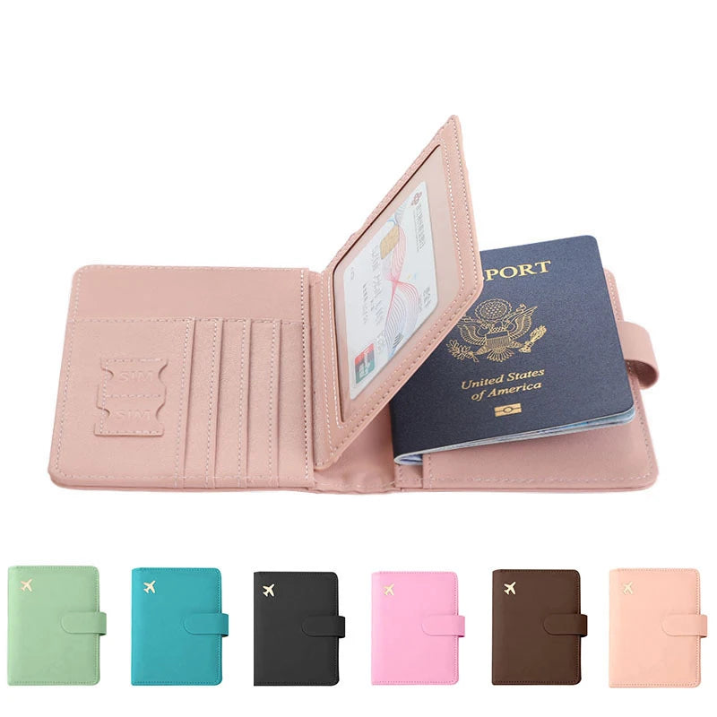 Multifunctional Passport Storage Bag Wallet Multi-layer Card Leather Protective Cover Portable Document Passport Storage Clip Qme