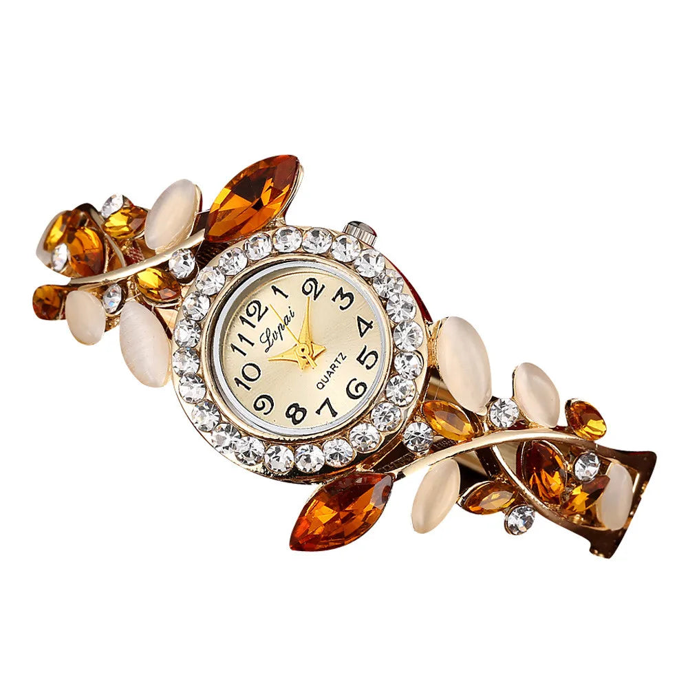Girls’ Flower Alloy Band Beautiful Exquisite Stainless Stain No Waterproof Quartz Watch Fashion And Casual Luxury Bracelet Watch Qme