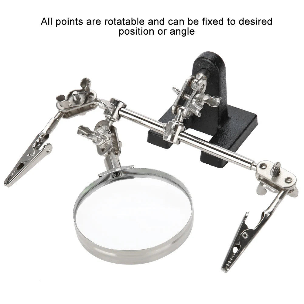 3rd Hand Helping Tool 5X Magnifying Glass Jewelry Accessory Magnifier With 2 Clamps Qme