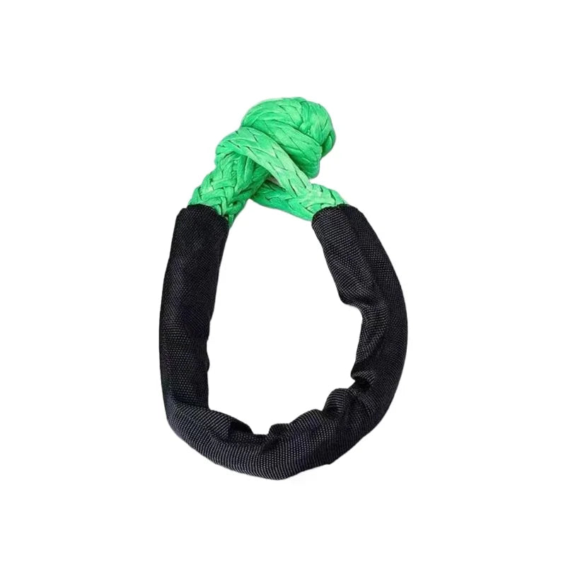 Synthetic Fiber Soft Shackle for Vehicle Recovery Off Road Towing Ropes Car Trailer Pull Rope with Protective Sleeve 38000 Lbs Qme green