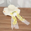 Summer Bonnet Wide Brim Straw Hat Lace Bowknot Floral Tassel Sun Cap Qme Style 5