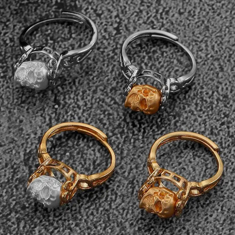 1Pcs New Vintage Gothic Steel Skull Rings Women Punk Rock Skeleton Women Ring Punk Rock Party Jewelry Accessories Qme