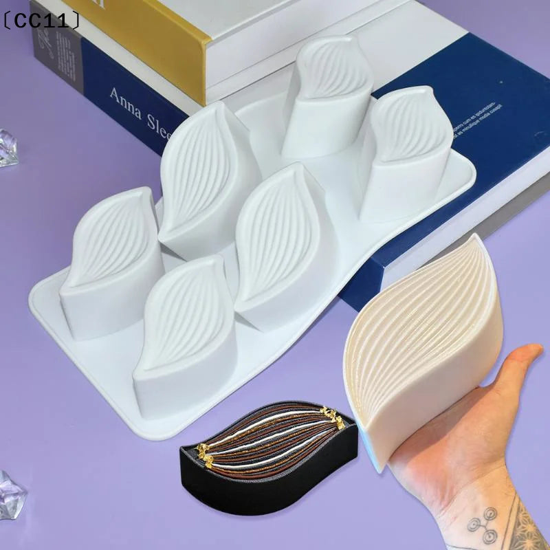 6 Holes Leaves Mousse Mold DIY Jelly Pudding Pastry Chocolate Qme