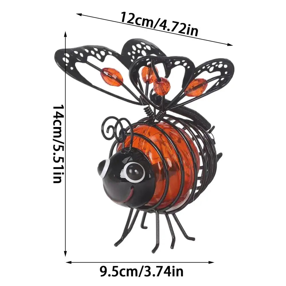 Bee Lights Metal Waterproof Funny Lamp Bee Outdoor Decor Solar Yard Lights for Lawn Yard Tree Window Fence Porch Patio Pathway Qme Orange