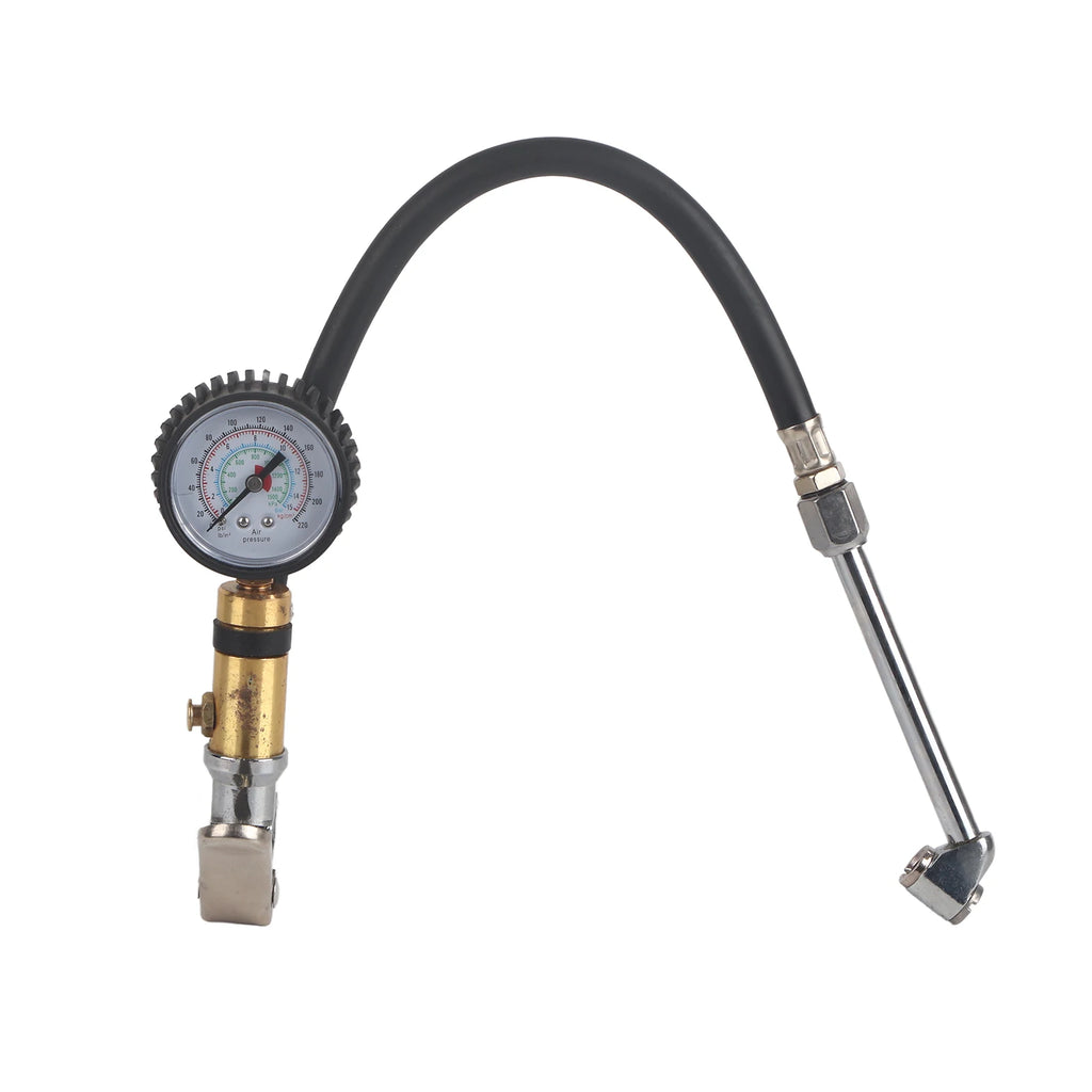 Pump Gun Tire Pressure Gun 1/4" Trunk Motorcycle Tire Tyre Pressure Gauge Air Inflation Inflator Pump Gun Tyre Pressure Gun Qme black