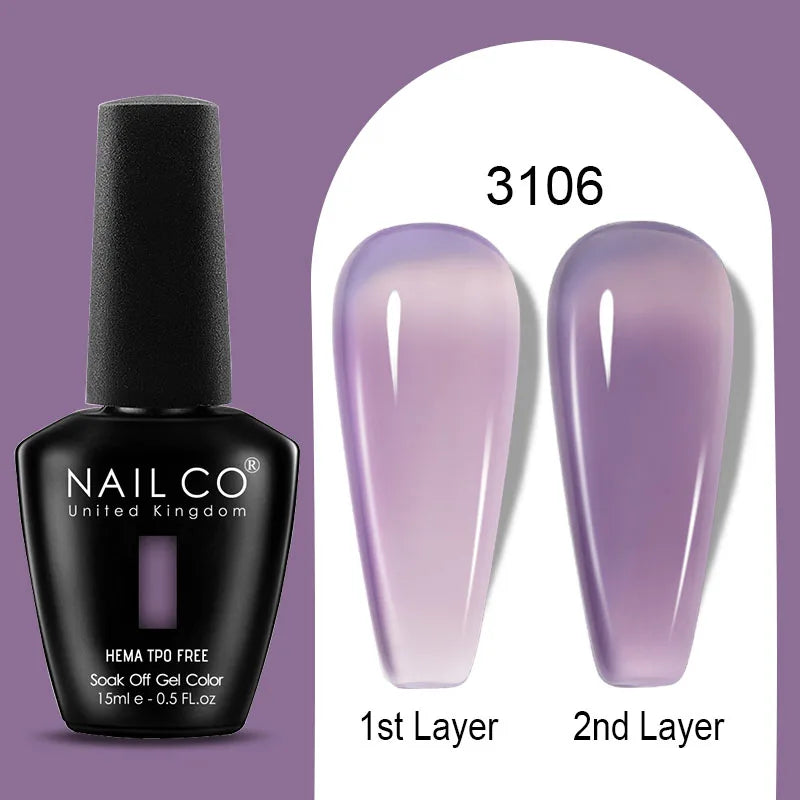 Nailco Jelly Gel Nail Polish Transparent Varnishes 44 Colors Red Pink Qme
