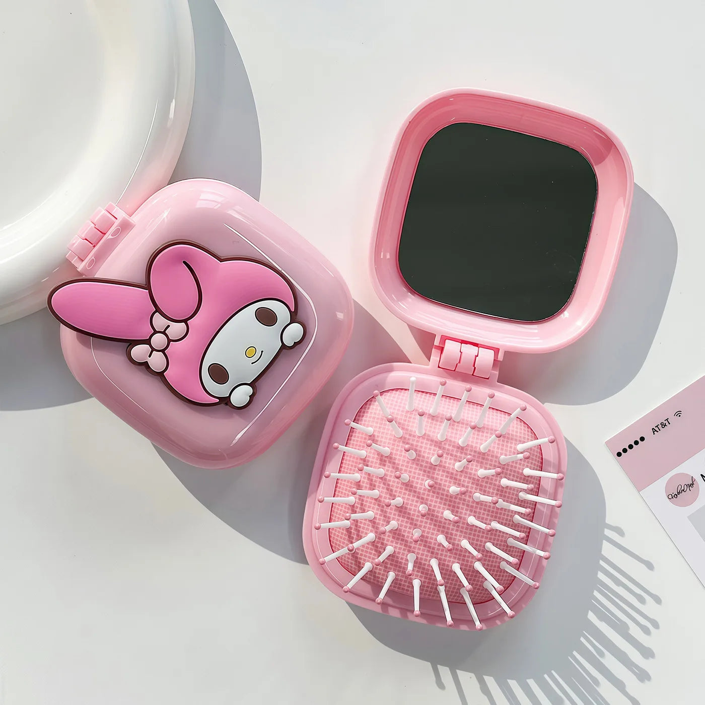 Cute Hello Kitty Black Air-cushion Comb 2-in-1 Mini Mirror Qme 10