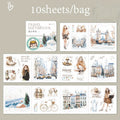 10 Sheets/Bag Travel Scrapbook Die-Cut Stickers for Planner Notebook DIY Phone Case Decoration Office Stationery Gift Qme 6