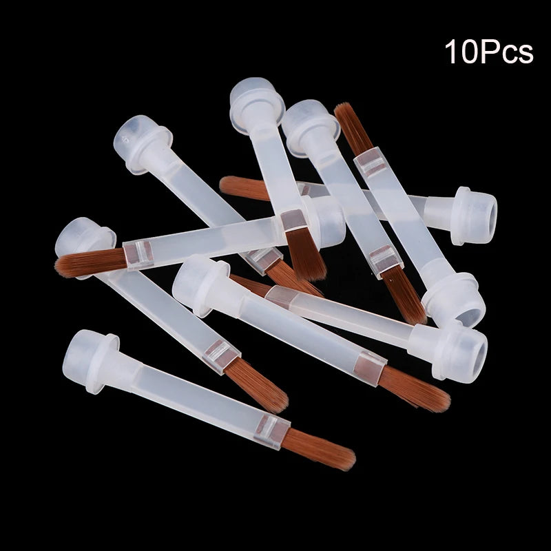5 10 Disposable Nail Polish Brushes Brown Bristles Applicator Bottles Qme 10Pcs