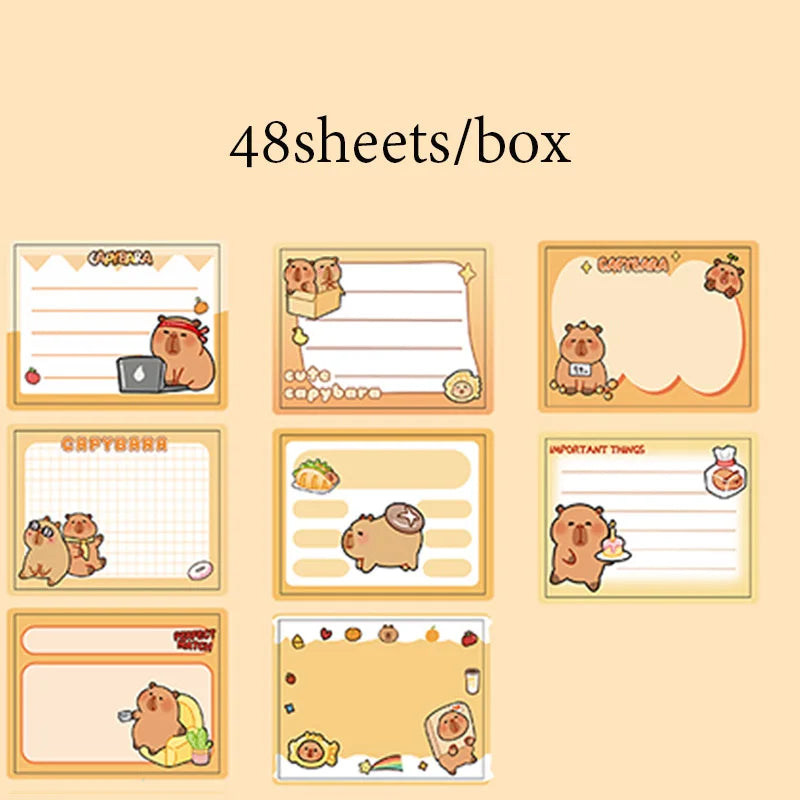 40 Sheets/Bag Cute Capybara Pull Tab Notes for DIY Scrapbooking, Meeting Memo, Schedule Reminder, File Management, Study Office Qme YELLOW