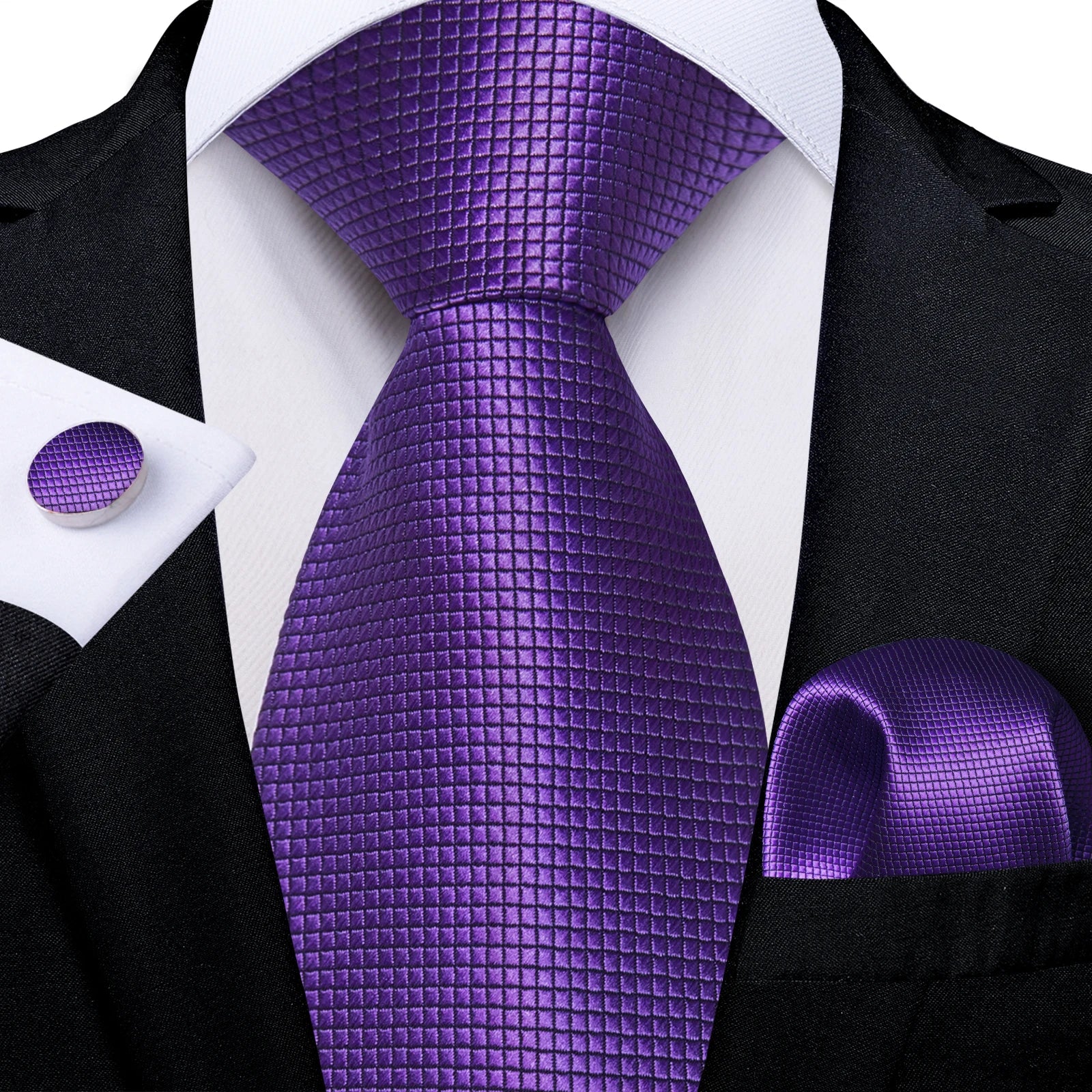 Professional Mens 3-Piece Suit Set: Necktie, Pocket Square & Cufflinks, Classic Design for Wedding Qme DPTH-HT-LDSN0281