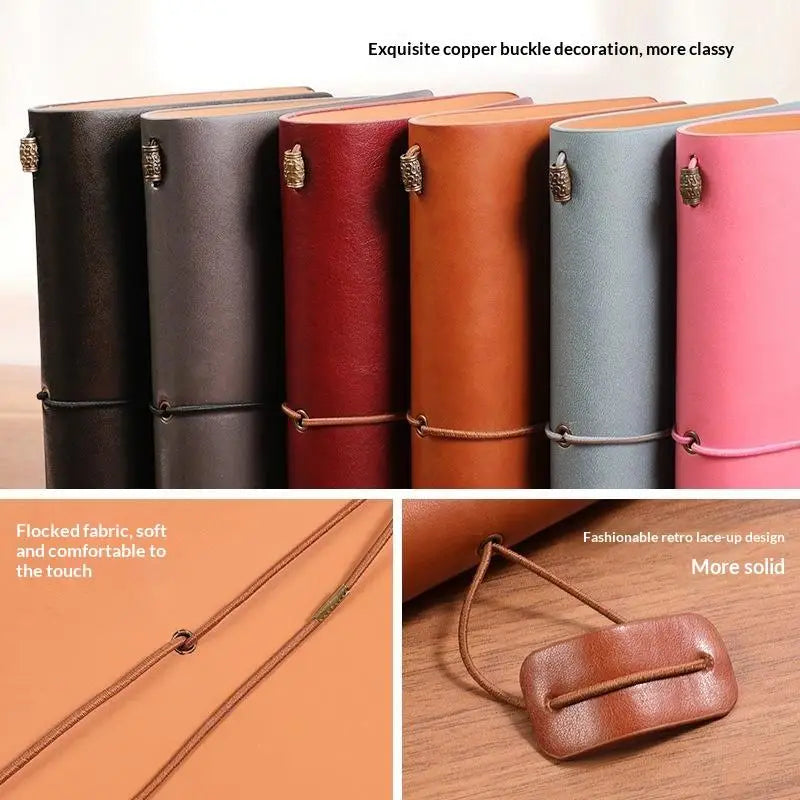 Vintage PU Leather Refillable Notebook Soft Cover Loose Leaf Pages Qme