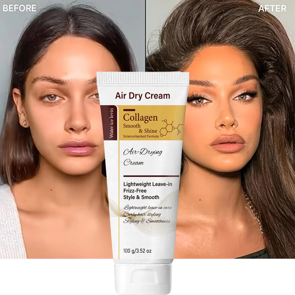 Collagen Leave-In Hair Cream, Air Dry Frizz-Free Styling for Shiny Hair Qme