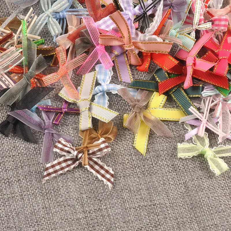 30pcs 2.4-4.5cm bowknot Shape Christmas Style Appliques For DIY Clothing Hat Home Decorative Accessories Holiday Supplies Qme