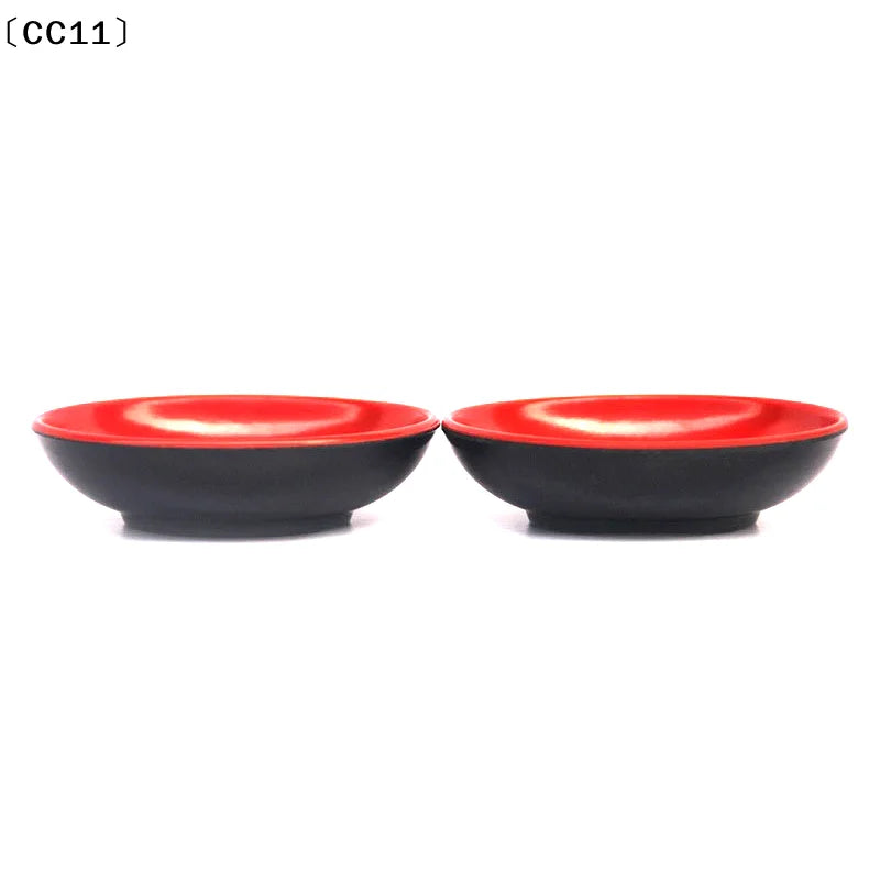 Red Black Round Sauce Dishes Food Dipping Bowls Melamine Seasoning Qme