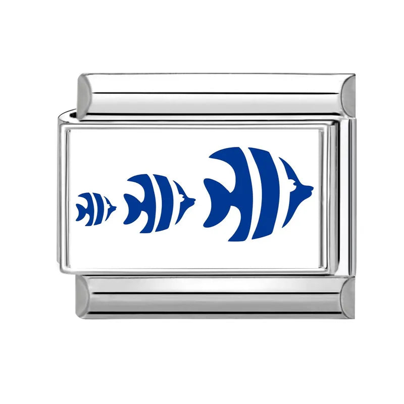 Fashion 2025 Cute Dried Fish Cats Italian Charm Link Fit 9mm Bracelet Stainless Steel Jewelry DIY Making Gift for Women Girl Qme Style 17