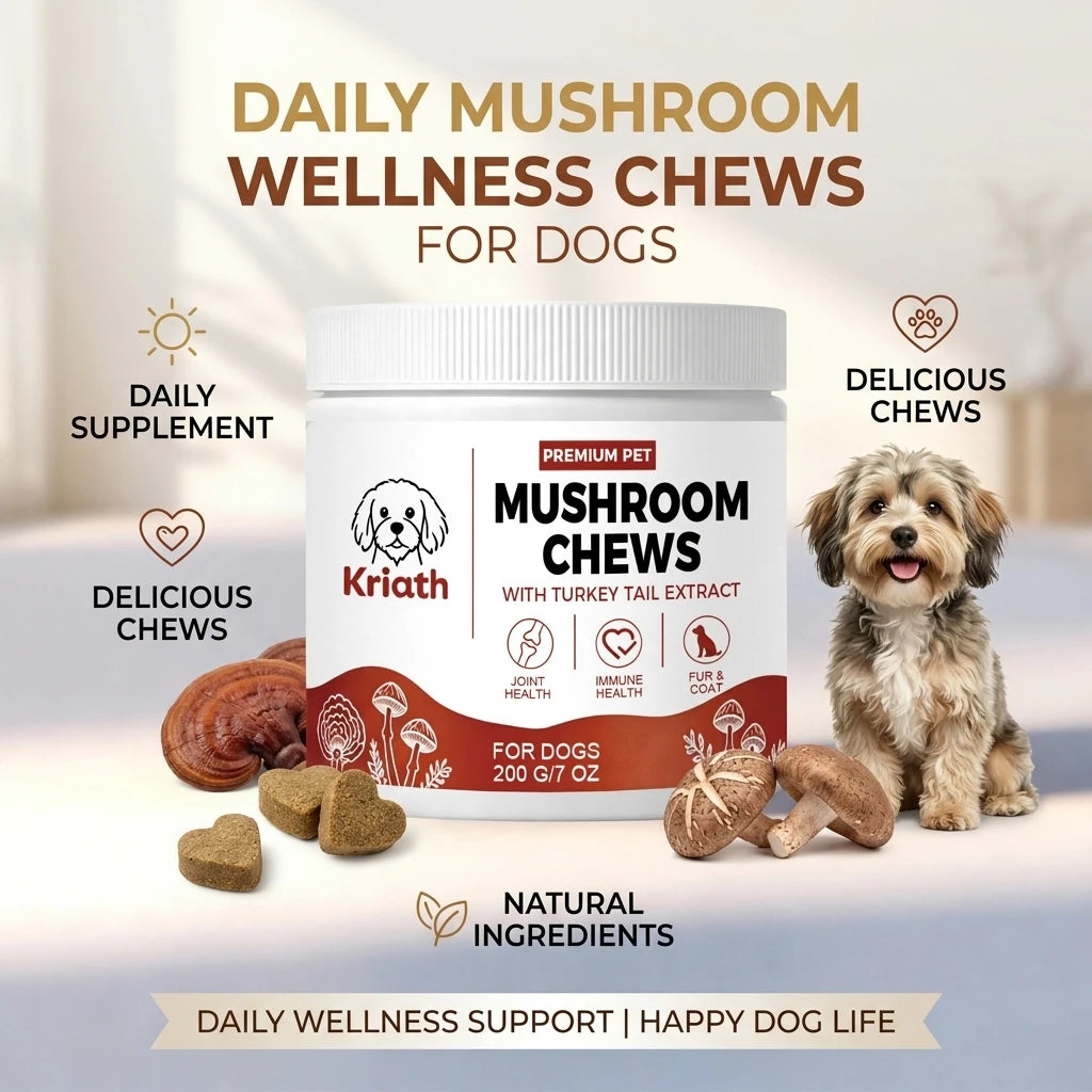Dogs Mushroom Chews Nourishing Skin Improve Fur Luster Enhance Defense Ability Maintain Joint Flexibility Dog Dietary Supplement Qme