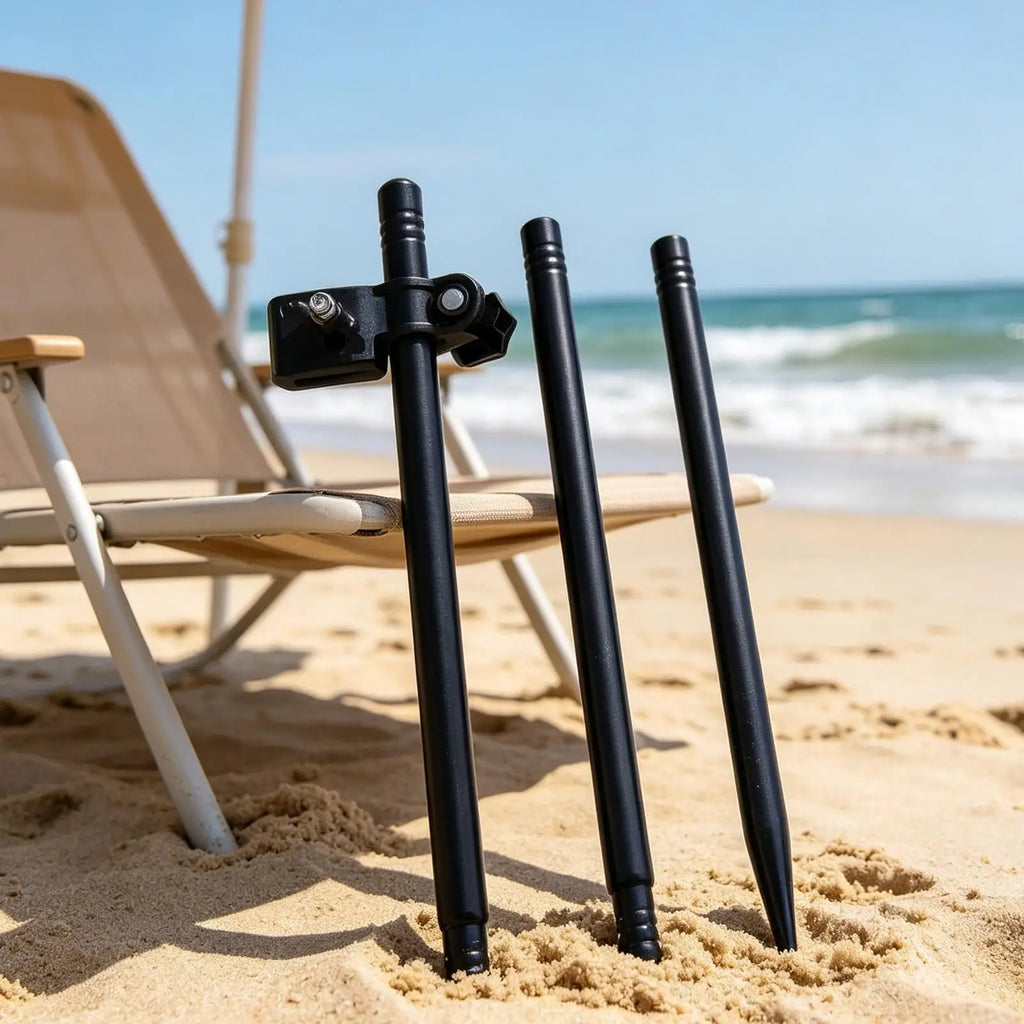 Beach Umbrella Base Metal Heavy Duty Sand Clamp Stand Grass Outdoor Qme