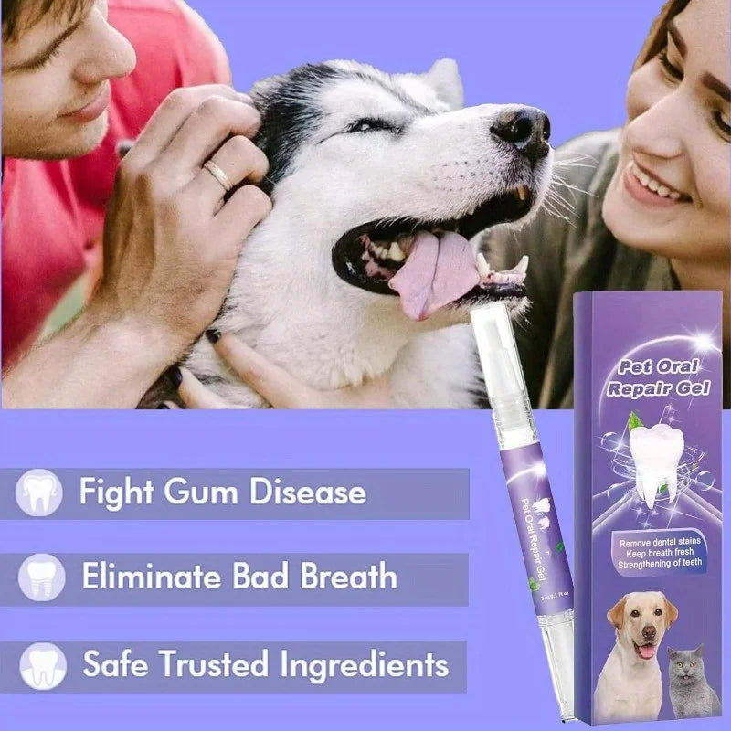 3Pcs pet oral cavity repair gel, cat, dog, pet tooth stain oral cavity cleaning care, keep breath fresh pet toothbrush Qme