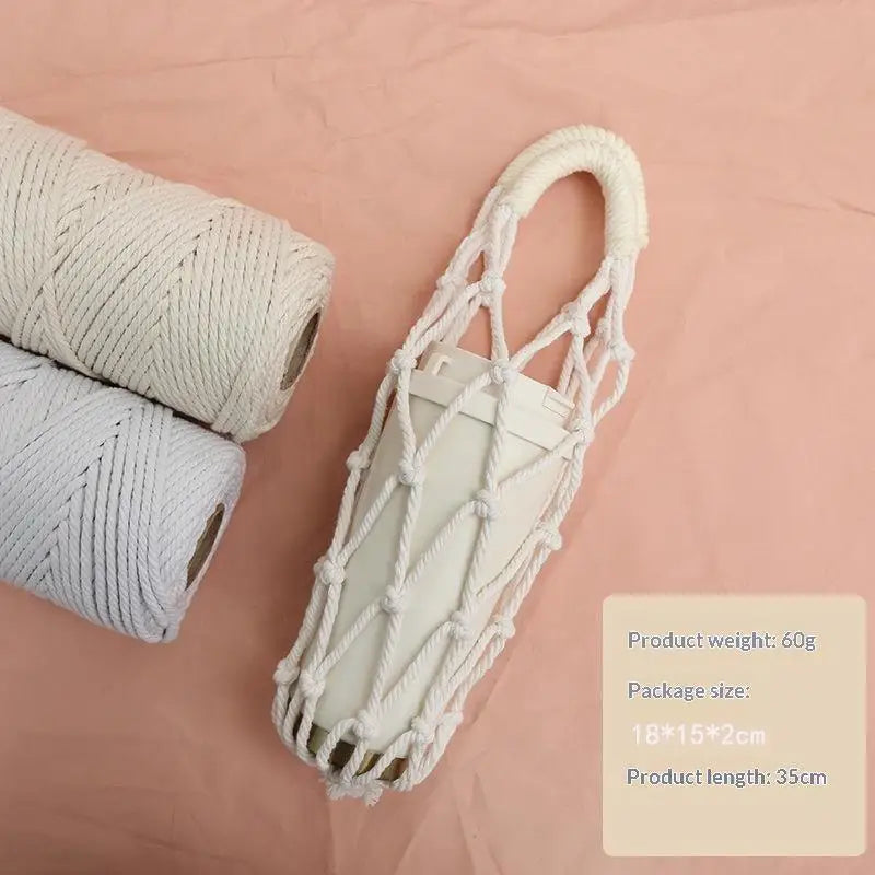 Handmade Macrame Water Bottle Sling Multicolor Cotton Rope Net Bag Qme A4