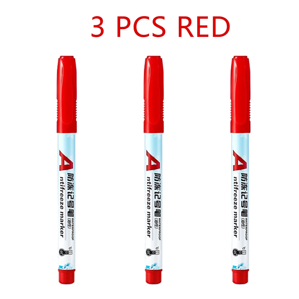 Antifreeze Oily Marker Pens - Quick Dry Waterproof Markers Non-toxic for Plastic,Wood, Rocks, Metal, Canvas, Art Supplies Qme 3 Pcs Red