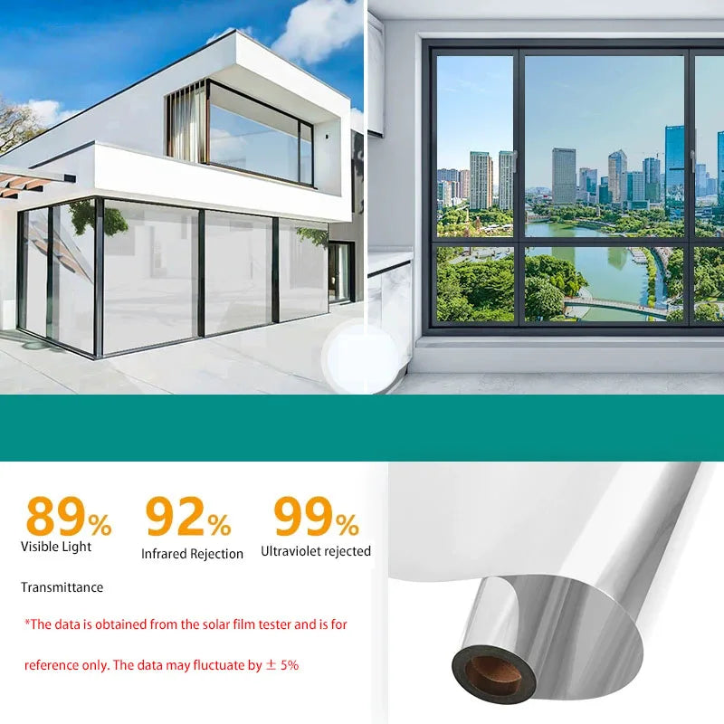 Privacy Protection Home Insulated Glass Film Windows Balcony Sunscreen Unidirectional Mirror Window Film Stickers Qme E 50x500cm
