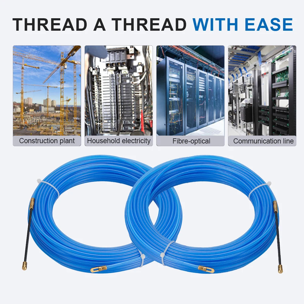 4MM 5M~40M Fiberglass Cable Puller Electric Cable Guide Device Nylon Duct Snake Wire For Electrician Fish Tape Wire Aid Tool Qme