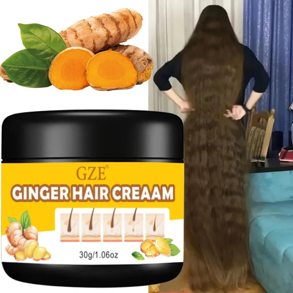 GZE GINGER HAIR CREAM Ginger Hair Strengthens Cream Moisturizing Scalp Massage Hair Care Serum Conditioner Qme Smoothing & Straightening
