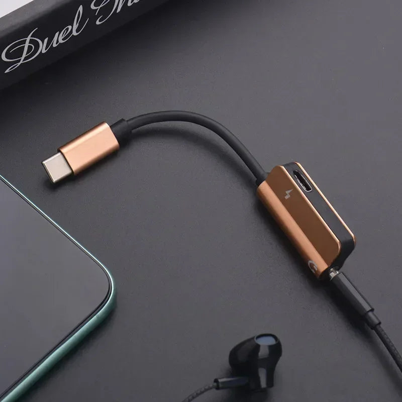 5pcs USB C DAC Adapter 2 in 1 Type C to 3.5 Earphone Adapter Audio Type-c to Earphone 3mm Jack AUX usb c 3.5 Adapters Qme