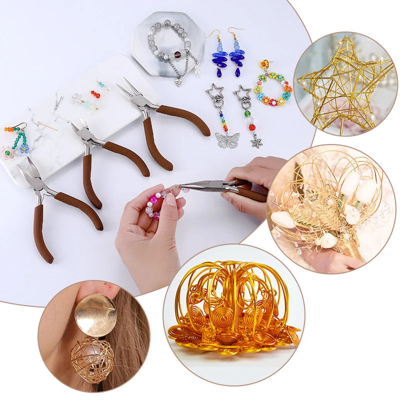 Professional Jewelry Making Tools Jewelry Pliers Needle Nose Pliers Round Wire Cutters for Supplies Wrapping DIY Crafts Beading Qme