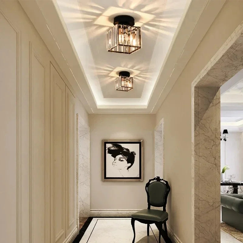 Modern LED Round Ceiling Lamps Luxury Living Room Bedroom Rectangle Ceiling Lights Luster Home Decor Crystal Ceiling Chandelier Qme