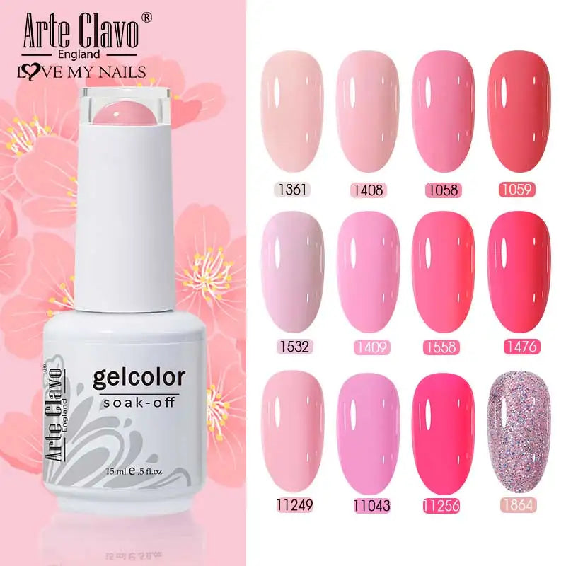 Arte Clavo HEMA TPO Gel Nail Polish Pink Series Semi Permanent Soak Qme