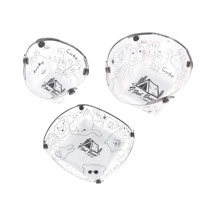 1 Foldable Bowls Cups Plates Food-safe PP Material Portable Tableware Qme 3PCS