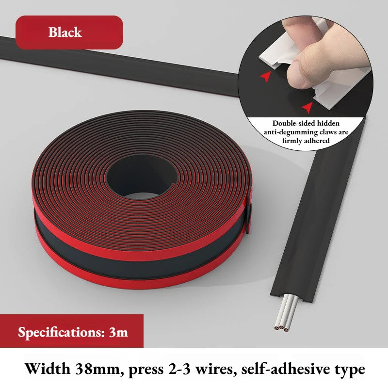 Self Adhesive Cable Concealer No Drill Wire Hider Cord Management Qme Black 3m