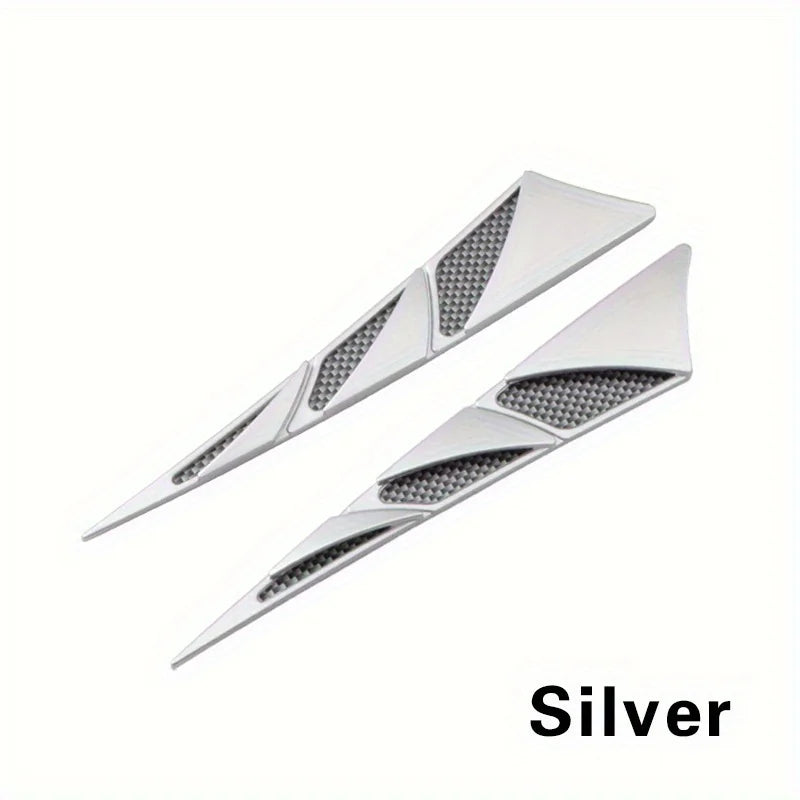 2pcs Fashion Universal Car Hood Vent Air Side Flow Intake Cover - Auto Exterior Hood Side Door Decorative Cover Trim Qme Silvery 2pcs